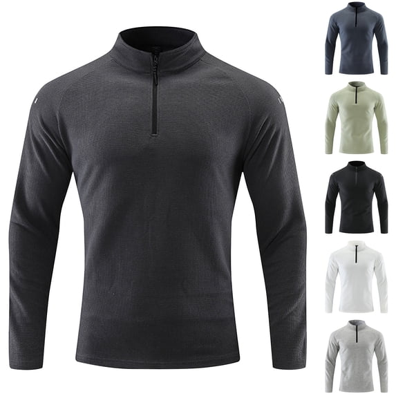 BXINGOHAI Men's Long Sleeve Athletic Shirts 1/4 Pullover Zip Outdoor Running T-Shirts Navy 3XL