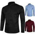 thumbnail image 1 of BXINGOHAI Men's Long Sleeve Button Up Shirts Solid Slim Fit Casual Business Formal Dress Shirt Blue 4XL, 1 of 4