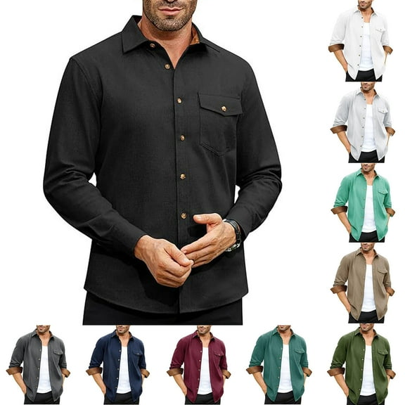 BXINGOHAI Men's Long Sleeve Button Up Shirts Solid Slim Fit Casual Business formal Dress Shirt Green,M