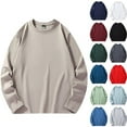 thumbnail image 1 of BXINGOHAI Men's Long Sleeve Pocket Shirt Crew Neck Cotton Tee Casual Soft T Shirt Spring Fashion Shirts Red 5XL, 1 of 7