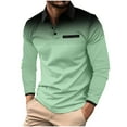 thumbnail image 1 of BXINGOHAI Men's Long Sleeve Shirt Top Turndown Collar Blouse Casual Fashion Gradient Shirt Round Neck Comfort Fit Shirt for Men Today Gold,S, 1 of 5