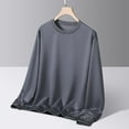 thumbnail image 1 of BXINGOHAI Men's Long Sleeve Shirts Casual Crewneck Pullover T-Shirt Stretch Tee with Pocket Dark Gray L, 1 of 3