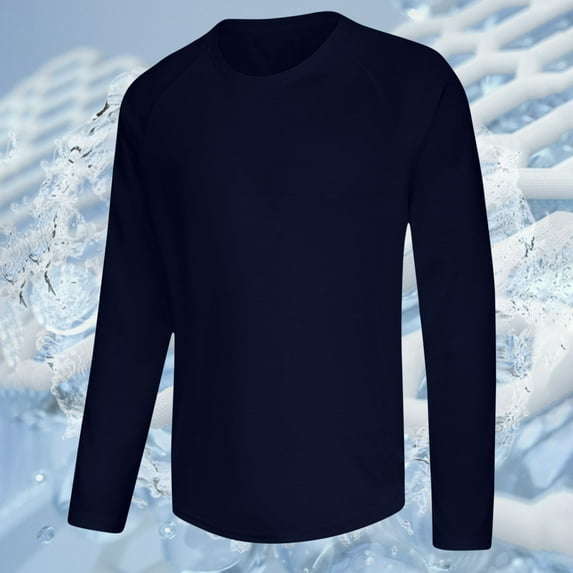 BXINGOHAI Men's Long Sleeve Shirts UPF 50+ UV Sun Protection Athletic Shirts for Hiking Running Workout Rash Guard Dark Blue,L