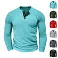 thumbnail image 1 of BXINGOHAI Men's Long Sleeve Waffle Henley Shirts Casual Fall Thermal Shirts Button T-Shirt Army Green XL, 1 of 4