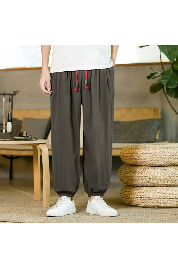 Men's Loose Fit Sweapants Baggy Yoga Gym Workout Pants with Pockets Open Bottom Sweatpants Straight Leg Today Army Green,L