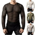 thumbnail image 1 of BXINGOHAI Men's Mesh Fishnet Top Long Sleeve Sheer T Shirt Fitted Muscle Blouse Clubwear Black XL, 1 of 6