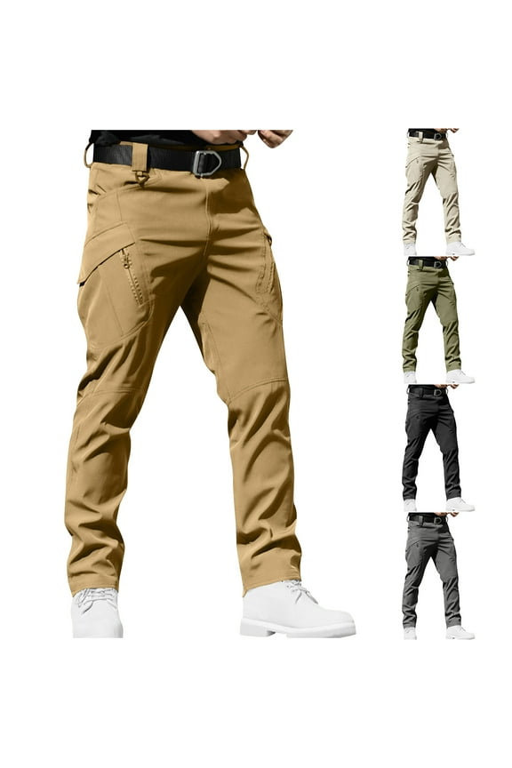 Men's Military Cargo Tactical Pants Ripstop Lightweight Cotton Stretch Outdoor Hiking Pants Brown L