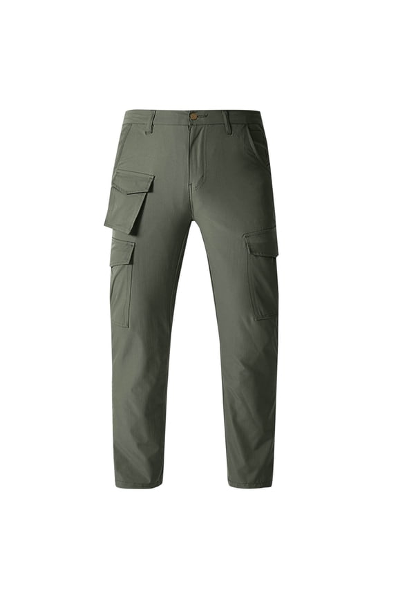 Men's Nylon Cargo Pants Resistant Hiking Pants Big and Tall Workout Pants Zip Off Solid Work Pant Outdoor Camping Fishing Long Pant With Multi Pockets Army Green,L
