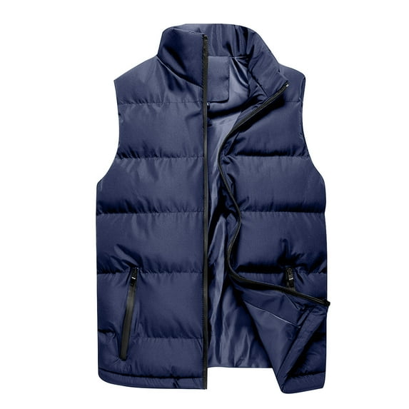 BXINGOHAI Men's Outerwear Vests Winter Warm Outdoor Padded Puffer Lightweight Vest Blue 2XL