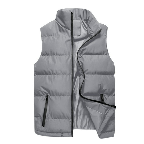 BXINGOHAI Men's Outerwear Vests Winter Warm Outdoor Padded Puffer Lightweight Vest Gray L