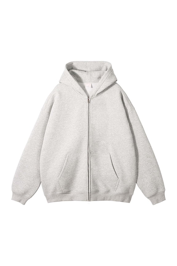 Men's Oversized Hoodies Sweatshirts Solid Full Zip Hooded Sweatshirt Casual Outdoor Daily Long Sleeve Pullover Tops With Pocket Today Sales White,L