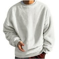 thumbnail image 1 of BXINGOHAI Men's Oversized Sweatshirt Fleece Pullover Shirts Comfortable Basic Solid Crewneck Long Sleeve Fall Winter Sweatshirts Today Deals White,L, 1 of 4