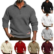 BXINGOHAI Men's Quarter Zip Pullover Fleece Lined Heather Long Sleeve Golf Shirts Midweight 1/4 Half Zip Sweatshirts Black 2XL