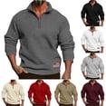 thumbnail image 1 of BXINGOHAI Men's Quarter Zip Pullover Fleece Lined Heather Long Sleeve Golf Shirts Midweight 1/4 Half Zip Sweatshirts Dark Gray S, 1 of 7