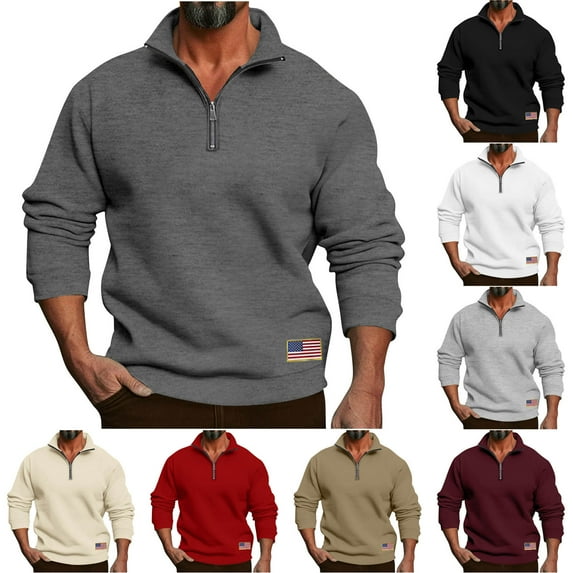 BXINGOHAI Men's Quarter Zip Pullover Fleece Lined Heather Long Sleeve Golf Shirts Midweight 1/4 Half Zip Sweatshirts Dark Gray S