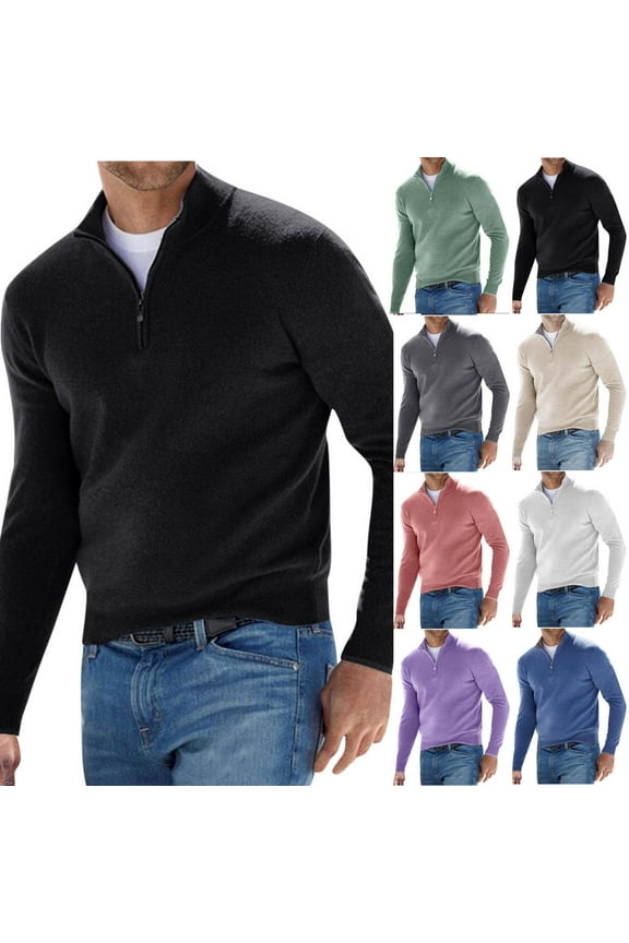 Men's Quarter Zip Pullover Long Sleeve Golf Shirts Midweight 1/4 Half Zip Sweatshirts White 2XL