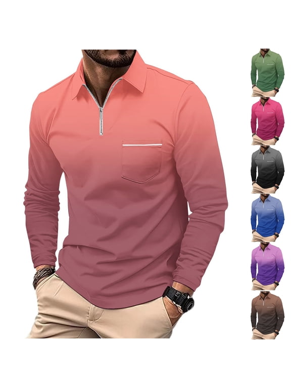 Men's Quarter Zip Pullover Long Sleeve Golf Shirts for Men 1/4 Half Zip Tops Today Sales Blue,2XL