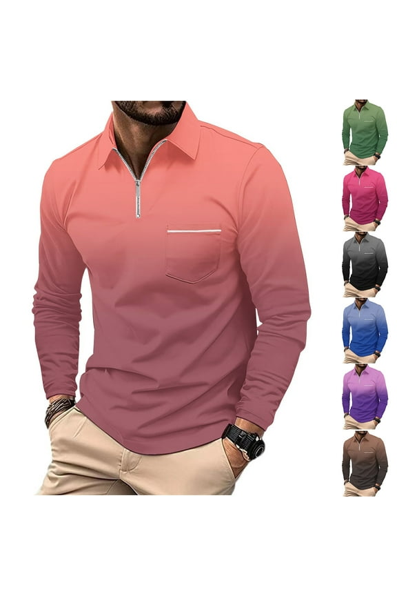 Men's Quarter Zip Pullover Long Sleeve Golf Shirts for Men 1/4 Half Zip Tops Today Sales Blue,S