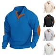 thumbnail image 1 of BXINGOHAI Men's Quarter Zip Pullover Quilted Sweatshirt Pullover Long Sleeve Stand Collar Sweater Color Block Sweatshirt Sale Khaki,3XL, 1 of 6