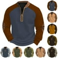 thumbnail image 1 of BXINGOHAI Men's Quarter Zip Pullover Quilted Sweatshirt Pullover Long Sleeve Sweater Color Block Sweatshirt Today Sales Navy,XL, 1 of 3