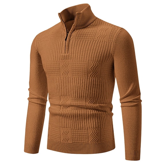 BXINGOHAI Men's Quarter Zip Sweatshirts Casual Mock Neck Pullover Long Sleeve Solid Texture Sweatshirt Today Gold,XXXL