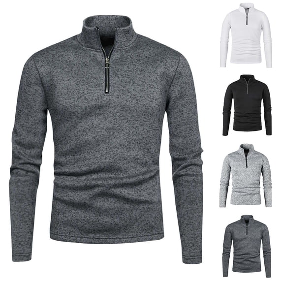 BXINGOHAI Men's Quarter Zip Up Pullover Long Sleeve Sweatshirt 1/4 Zip Golf Shirt Winter Fleece Lined Thermal Pullover Black,2XL