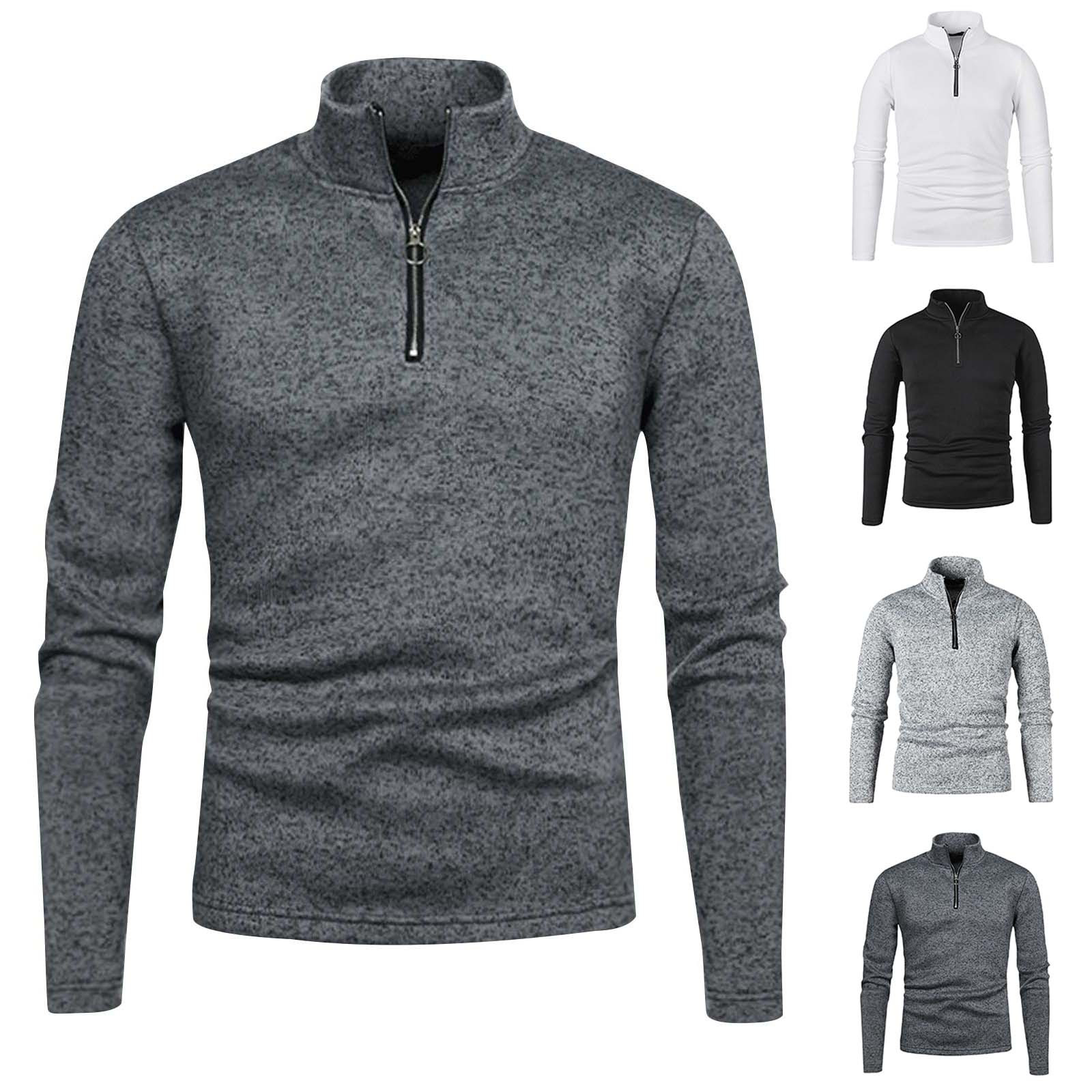 Sweat Homme 1/4 Zip - Pull Doublure Polaire, Décontracté, Pour Travail, Sport, Quotidien