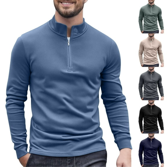 BXINGOHAI Men's Quarter Zip Up Pullover Mock Neck Long Sleeve Golf shirts Performance Athletic Casual Workout Black XL