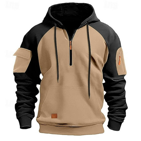 BXINGOHAI Men's Rain Defender Loose Fit Heavyweight Quarter-Zip Sweatshirt Black XL