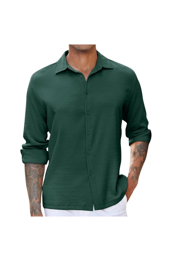 Men's Shirt Long Sleeve Casual Button Down Shirts Slim Fit Dress Shirts Solid Classic Shirts Blue,XXXL