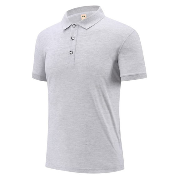 BXINGOHAI Men's Shirts Classic Short Sleeve Lightweight Button Cotton T-Shirt Casual Golf Tee Tops with Pocket Gray,M