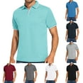 thumbnail image 1 of BXINGOHAI Men's Shirts Turndown Performace Golf Shirt Short Sleeve Casual T Shirt for Men Today Blue,3XL, 1 of 6