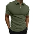 thumbnail image 1 of BXINGOHAI Men's Short Sleeve Golf Shirts Casual Business Regular Tops Fashion Button Zip Shirt 2025 Today Army Green,L, 1 of 6