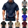 thumbnail image 1 of BXINGOHAI Men's Short Sleeve Hoodie Workout Gym Sweatshirt Muscle Fit Fashion Athletic Hoodies Pullover Hooded T-Shirts Wine,2XL, 1 of 6