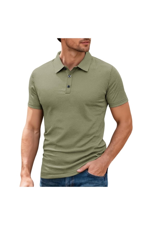Men's Short Sleeve Performance Golf Shirt with Sun Protection Army Green,M