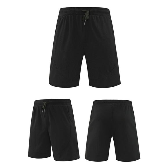BXINGOHAI Men's Shorts Casual Elastic Waist Drawstring Lightweight Summer Beach Shorts with Pockets Black,3XL