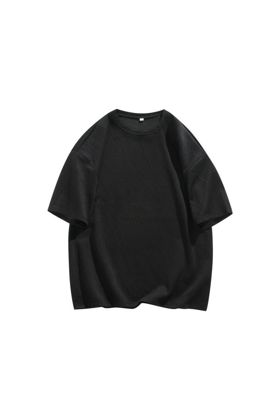 Men's Shorts Sleeve Tops, Crewneck Casual Summer Tee Beach T Shirt Workout Run Gym Muscle Shirt Black,5XL