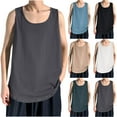 thumbnail image 1 of BXINGOHAI Men's Sleeveless Tank Tops Crewneck Casual Workout Gym Cut Off Muscle T Shirt Today Sales Dark Gray,L, 1 of 5