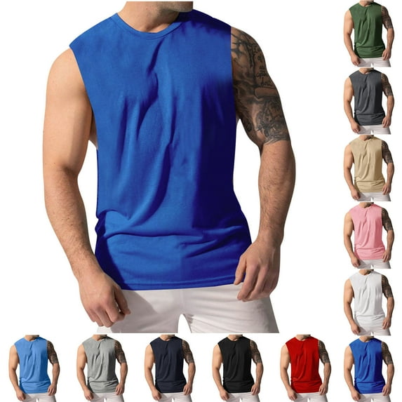 BXINGOHAI Men's Sleeveless Workout Tank Tops Athletic Running Quick Dry Muscle Shirts Moisture Wicking Lightweight Red,L