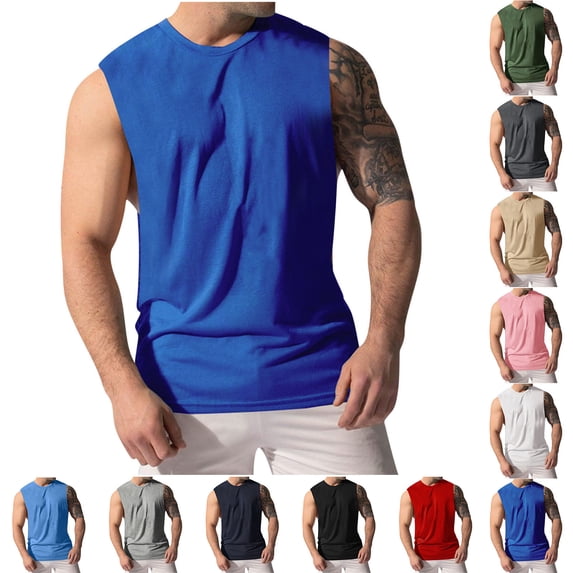 BXINGOHAI Men's Sleeveless Workout Tank Tops Athletic Running Quick Dry Muscle Shirts Moisture Wicking Lightweight Today Dark Gray,XL