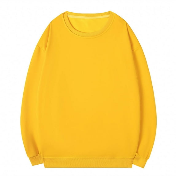 BXINGOHAI Men's Soft Crewneck Sweatshirt Breathable Crew Neck Pullover Outdoor Athletic Long Sleeve Sweatshirts Yellow M