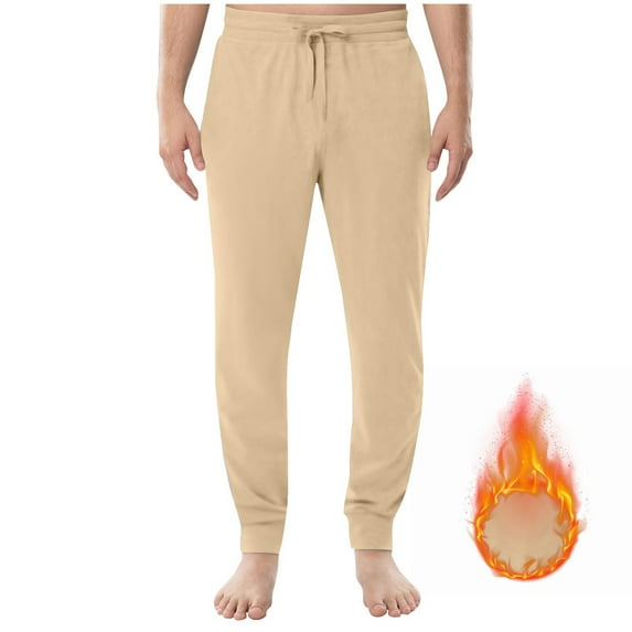 BXINGOHAI Men's Soft Jogger Sleep Lounge Pajama Drawstring Pockets for Sleepwear Pants Beige,3XL