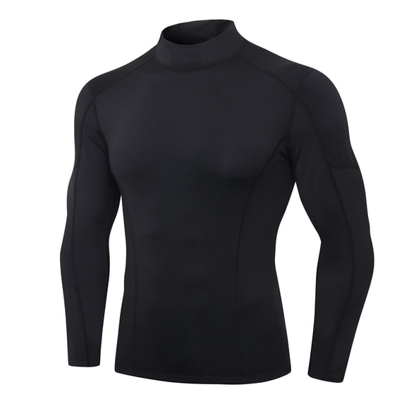 BXINGOHAI Men's Sport Sweatshirt Quick Dry Pullover Shirts Fitness Mock Neck Long Sleeve Tops Fall Winter Workout Sweatshirts Black,L