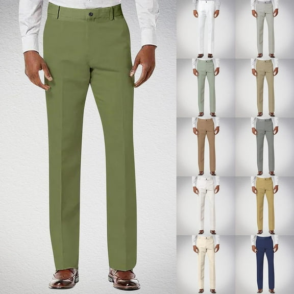 BXINGOHAI Men's Stretch Golf Joggers Pants with Slim Fit Tapered Casual Business Travel Dress Work Sweatpants Beige L