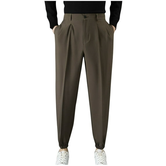 BXINGOHAI Men's Stretch Golf Joggers Pants with Slim Fit Tapered Casual Business Travel Dress Work Sweatpants Today Brown,XXXL