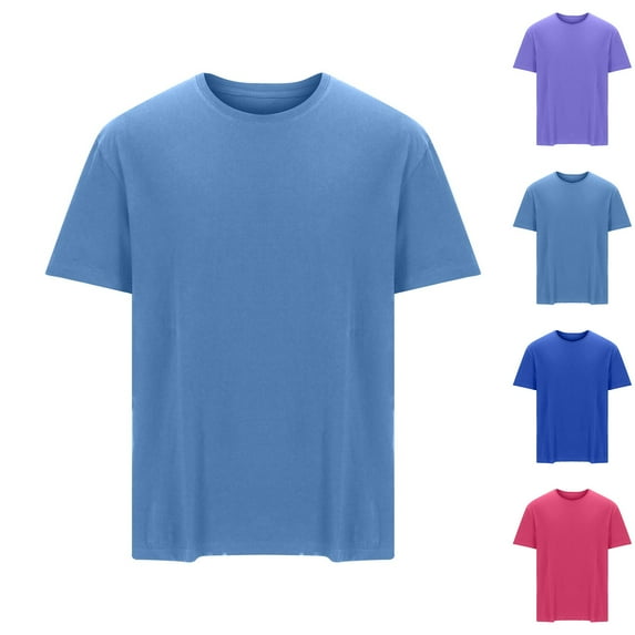 BXINGOHAI Men's Summer Casual Loose Short Sleeved Round Neck T-Shirt Big and Tall Purple,3XL