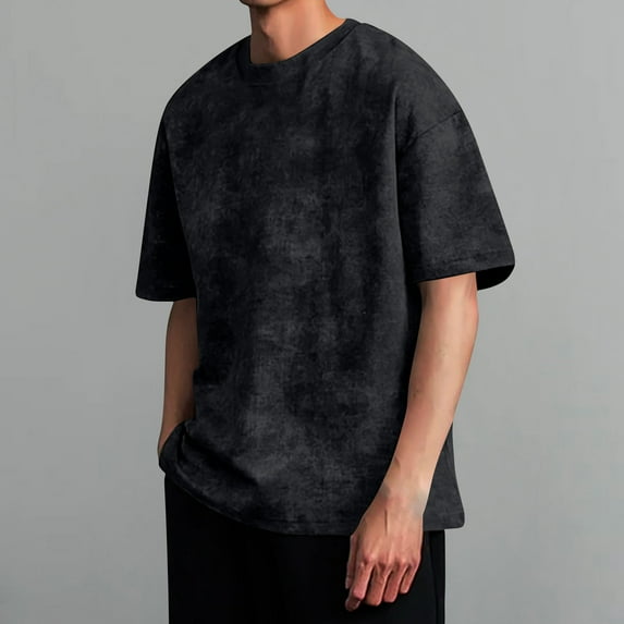BXINGOHAI Men's Summer T-Shirts Vintage Tee Loose Fit Short Sleeve Casual Tshirts for Men Black,XXXXXL