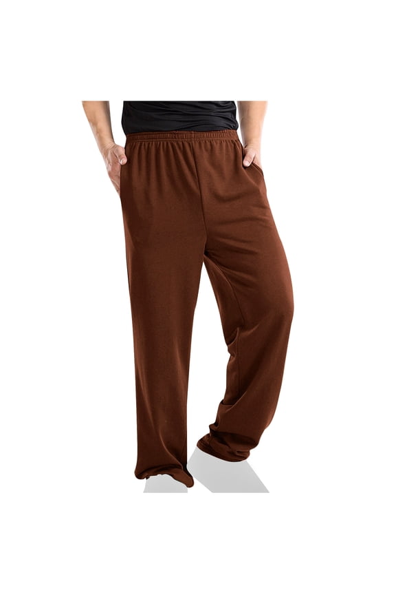 Men's Sweatpants Elastic-Waisted Solid Color Pocket Pants Slim Fit Straight Leg Pants Sports Running Tracksuit Pants Brown,S