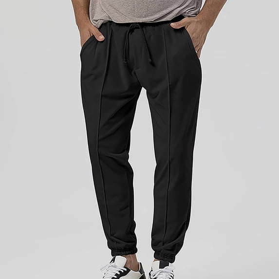 BXINGOHAI Men's Sweatpants cotton Lounge Open Bottom Athletic Workout Pants with Pockets Clearance Sale Black,S