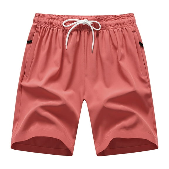 BXINGOHAI Men's Swim Trunks Quick Dry Beach Shorts with Zipper Pockets Red,S